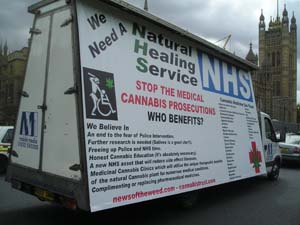 The poster van promoting medical cannabis